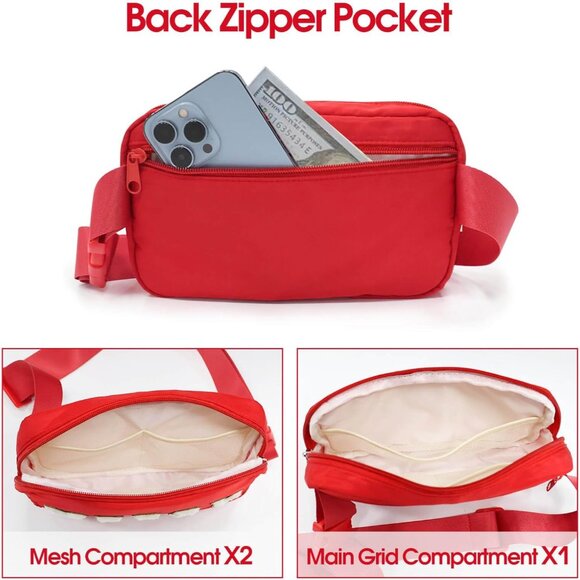 Christmas Fanny Pack Red Nylon Crossbody Bag Adjustable Strap Gift for Girls Boy - Picture 7 of 7